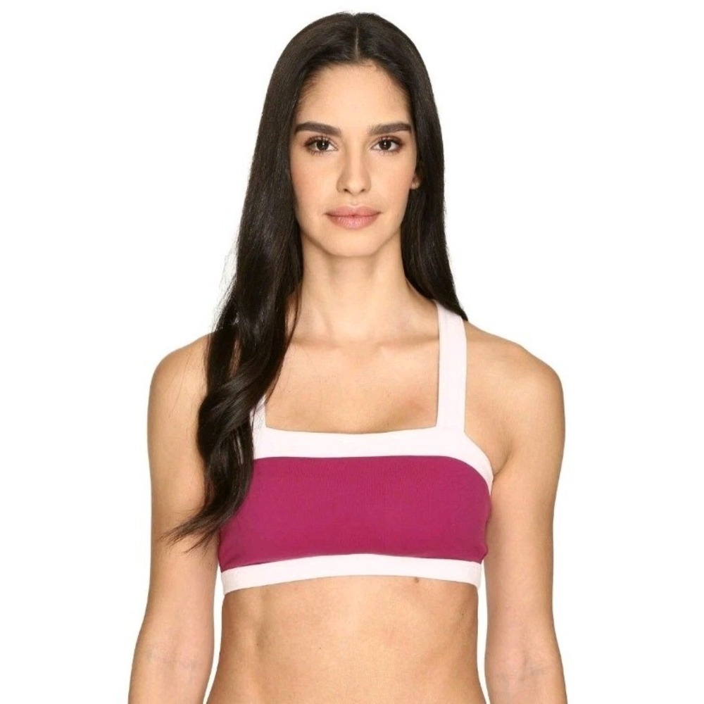 Kate Spade x Beyond Yoga Blocked Frame Sports Bra S Plum White‎ Gym Workout Top